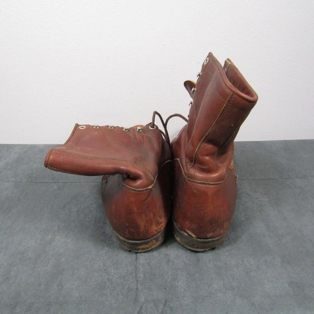 Justin Work Boots Mens 9.5 Brown Leather Vintage Lace Up Kiltie 518 USA Made